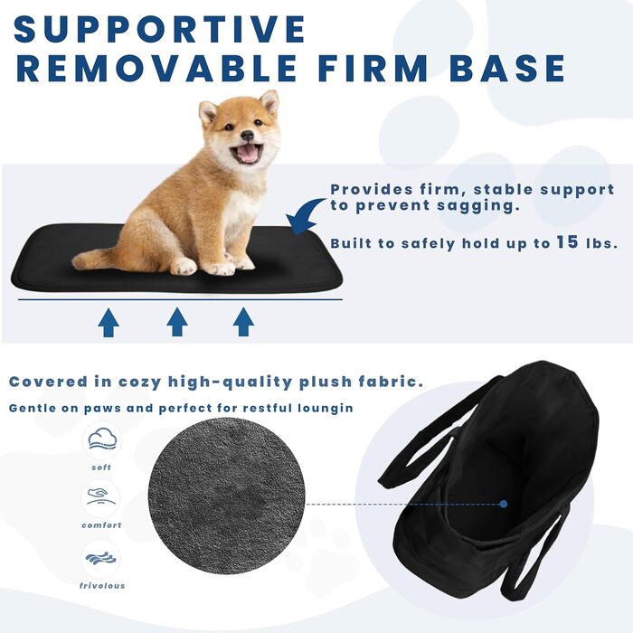 Легка переносна сумка для собак до 6,8 кг, степкова переноска для цуценят, з карабіном для безпеки, дамська переноска для собак для подорожей/покупок (Чорний)