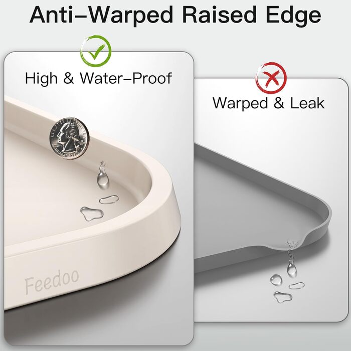 Підкладка під годівницю для тварин Feedoo: стійка до деформації, з піднятим бортиком, водонепроникна силіконова вставка, неслизька основа, захищає підлогу, BPA-free, придатна для миття в посудомийній машині