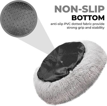 Крісло-лежанка для собак та котів, подушка-кільце, плюшеве, сіре, 50 см, знімний наповнювач