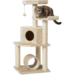 Дряпак для котів Amazon Basics з тунелем і стовпчиком, X-Large, 48×48×109 см, бежевий