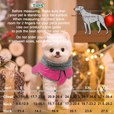 Водонепроникний зимовий пуховик Fragralley з світловідбиваючими елементами для собак, тепла флісова куртка для цуценят різних розмірів, ідеальний подарунок (XXX-Large, Deeppink)