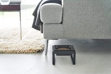 Миска для корму тварин Yamazaki 5817 Tower на підставці, чорна, сталь/кераміка, мінімалістичний дизайн, 15 x 15.5 x 10 см