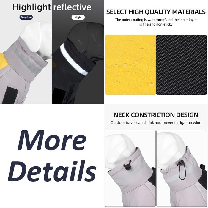 Водонепроникний теплий зимовий одяг для собак - куртка-жилет для собак, теплий одяг для тварин, для катання на лижах (Сірий-Помаранчевий, 3XL)