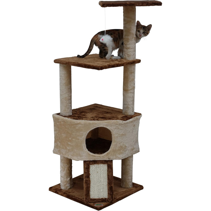 Дряпка для котів Go Pet Club F708, 116,8 см, багаторівнева когтеточка, ігровий комплекс для кішок