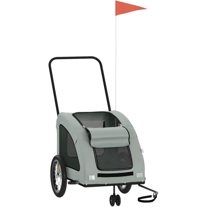 Причіп для собак Fasba: надійний та безпечний причіп для велосипеда, сірий, з прапором та відбивачами, для собак та котів, 63.5 x 124.5 x 66 см