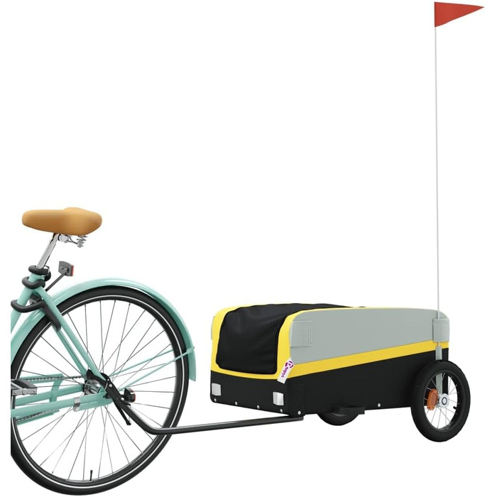 Причіп для собак Gecheer - чорно-жовтий, вантажопідйомність 30 кг, з прапором та відбивачами, 122 x 52.5 x 42.5 см