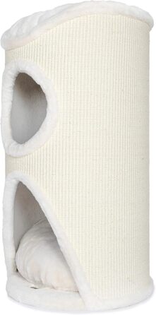 Дерев'яний кігтеточка для котів Bontoy Mukki Creme - 75 см, з 2 печерами, велика лежанка, обмотана сизалевим килимком, знімний коврик