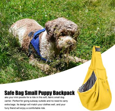 Сумка-переноска для собак на плечі | Безпечна переноска для собак | Реверсивна переноска для маленьких собак з регульованим ремінцем (жовта)