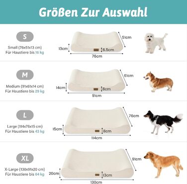 Лежанка для собак, 90x60x13 см, з високим бортиком - ортопедичний лежак для собак з корисного, водовідштовхувального та неслизького матеріалу у формі човна, підходить для собак до 29 кг, бежевий колір, розмір M