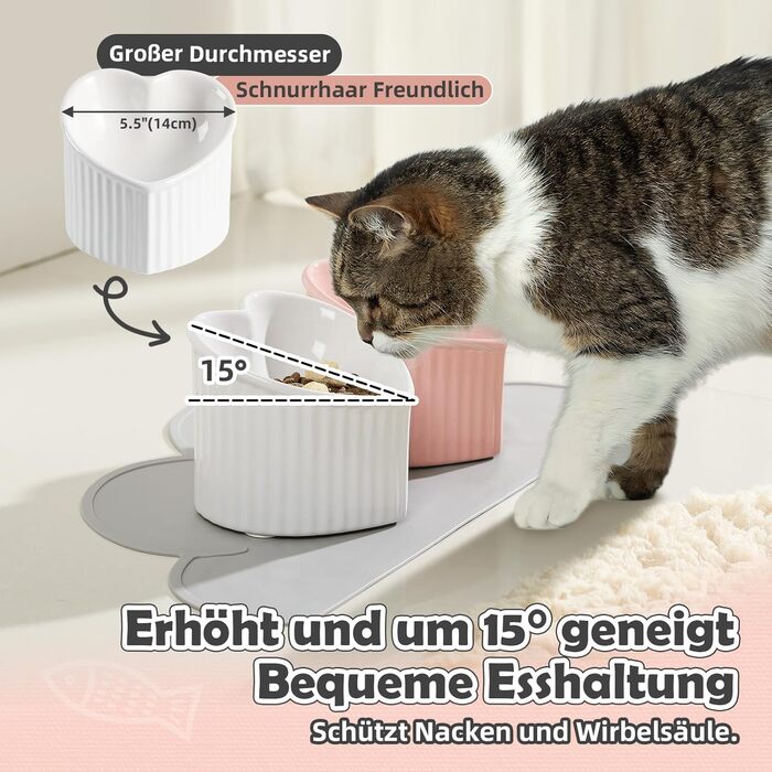 Набір мисок для котів Katzennapf Set: керамічні, підняті, з антиковзною підкладкою, зелені та темно-зелені (рожеві та білі)