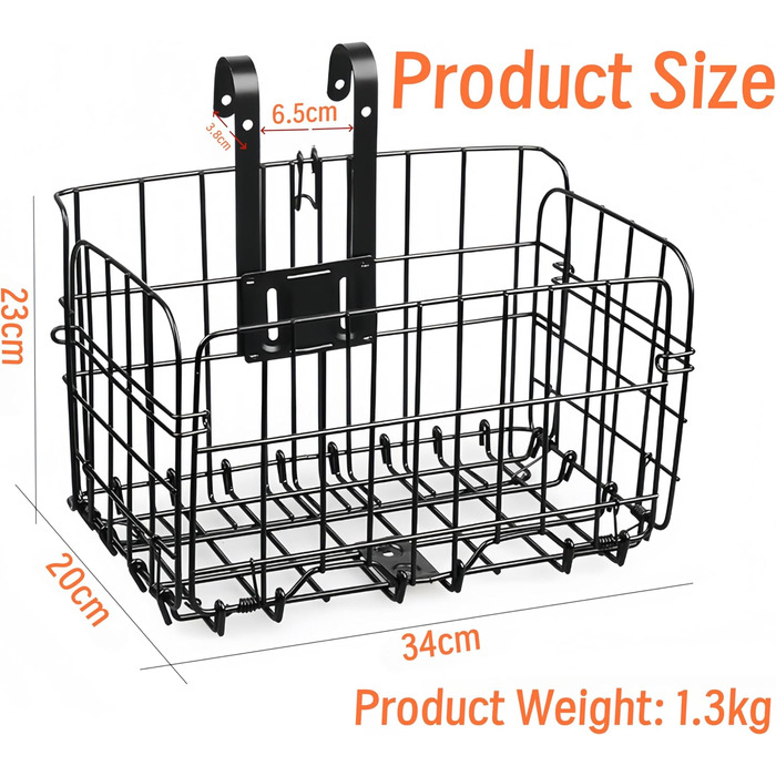Складаний велосипедний кошик - навісний багажник для велосипеда, чорний, вантажопідйомність 25 кг