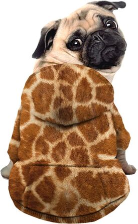 Пуловер для собак з принтом жирафи, одяг для тварин, зручний, з капюшоном, спортивний, для котів та собак, розмір 37x55x40 см