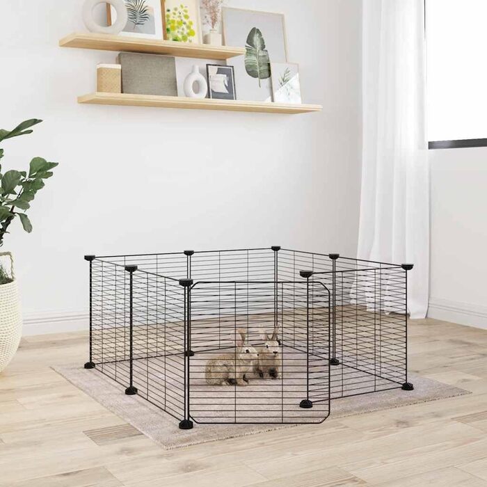 Клітка для дрібних тварин vidaXL з дверцятами, 8 секцій, 35x35 см, сталева, чорна