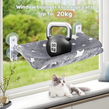 Крісло-гамак для котів на вікно, розкладне, сіре з малюнком 