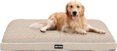 Ортопедичне ліжко для собак, матрац для собак з двоярусним дизайном, миється, знімний кошик для собак, 90 см для собак маленьких та середніх порід (105 x 69 x 12 см, бежевий)