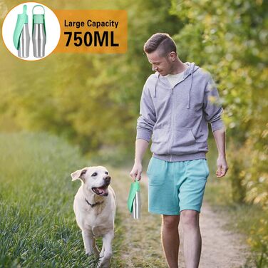 Водяна пляшка для собак Taozoey 750 мл, подорожі, вигул, кемпінг, зелена