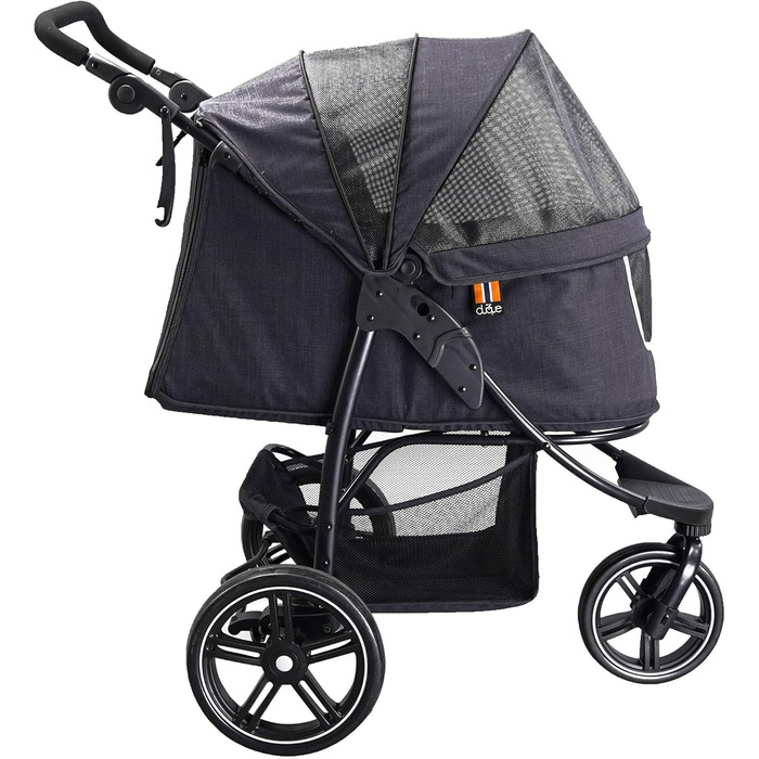 COOPER Складаний візок для собак до 32 кг | Регульована висота, кошик для покупок, Soft Touch ручки, світловідбиваючі елементи | Ідеальний для транспортування домашніх тварин (Чорний)