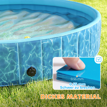 PawHut Dog Pool Складаний дитячий басейн з фонтаном і подушкою для води Ø120 x 30 см Нековзна ванна для собак і кішок Басейн для собак і кішок | Аосом