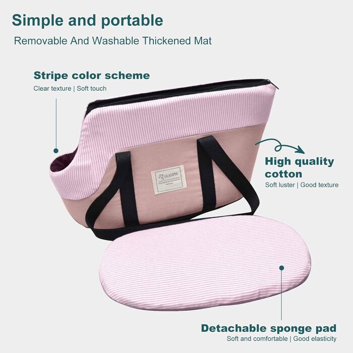 PETCUTE Сумка-переноска для собак, рожева, до 10 кг, з ременем безпеки та знімним підкладом