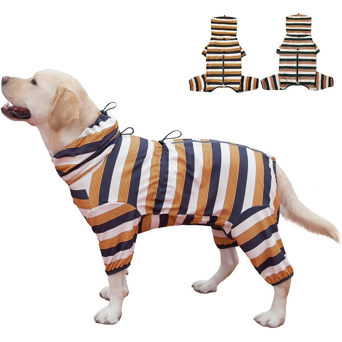 Піжама для собак великих та середніх порід, розтягувана, для дорослих, комбінезон, 3XL, жовто-чорний