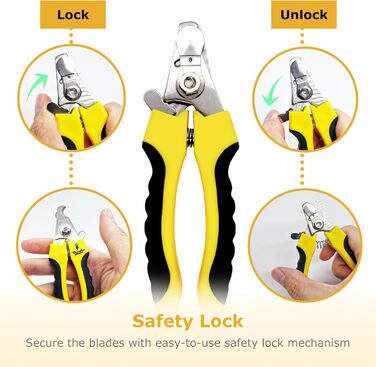 Професійна кусачка для обрізання кігтів собак Thunderpaws з захистом, блокуванням та пилочкою (середній-великий, зелений). Середній-великий, зелений (малий-середній, жовтий)