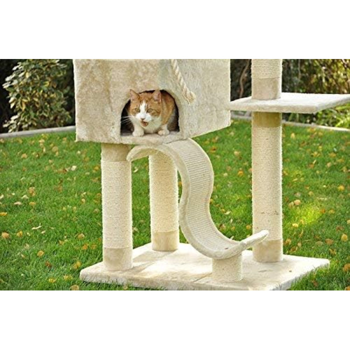 Котячий дряпак Nanook Sigurd XXL, бежевий, з будиночком, стовпи з сизалю 11 см, для великих котів, до стелі