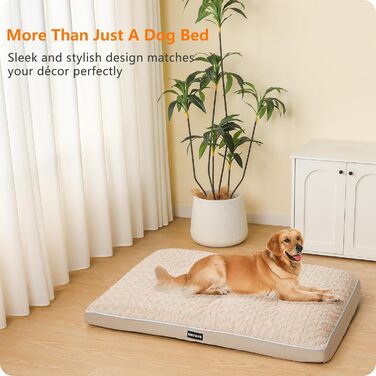 Ортопедичне ліжко для собак, матрац для собак з двоярусним дизайном, миється, знімний кошик для собак, 90 см для собак маленьких та середніх порід (105 x 69 x 12 см, бежевий)