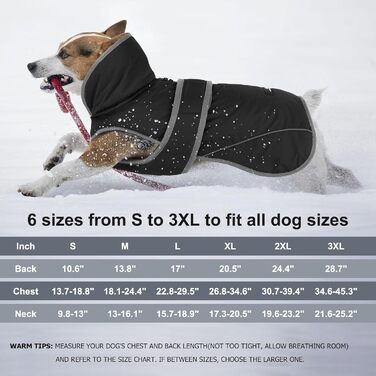 Зимовий теплий одяг для собак Dogchee: куртка з флісовим коміром, тепла та зручна, для малих, середніх та великих собак, чорна, розмір XXL (обхват грудей 78-100 см, довжина спини 61 см)