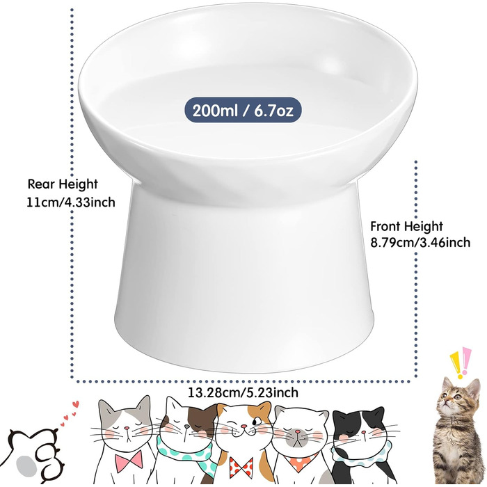 Набори мисок для котів Tanlade з підняттям, керамічні, антипротічні, для закритих котів та цуценят, 4 шт. (білий та сірий)