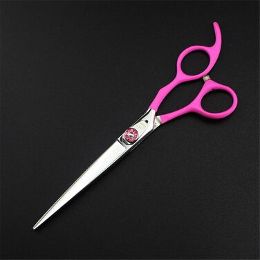 Набір ножиць для собак 7,0' 6 в 1: прямі, вигнуті, фінішна ножиця, пінцет та гребінець з нержавіючої сталі, рожевий (36 зубців)