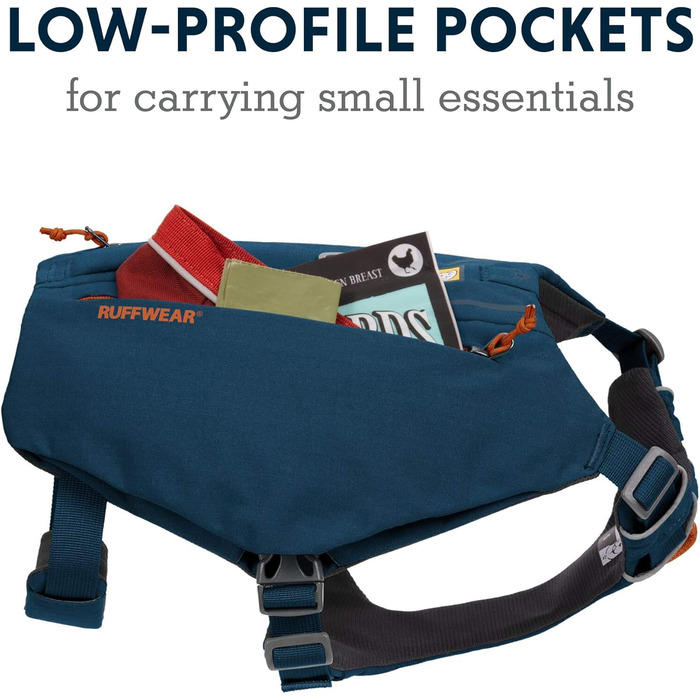 Шлея для собак з кишенями RUFFWEAR Switchbak, зручна для щоденних прогулянок і коротких подорожей, для малих порід, синя Blue Moon