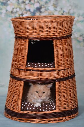 Багатоярусна котяча кімната з трьох поверхів, корзина для кота з плетеної лози, котячий будиночок з подушкою, котячий турнік