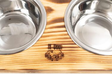 Диспенсер для корму для собак та котів RF-Deer з дерева з 2 нержавіюними мисками, піднятий годівниця для собак, годівниця для котів, миска для собак, бар для собак, годівниця для котів, легко мити, 48x26x13 см, великий (малий)