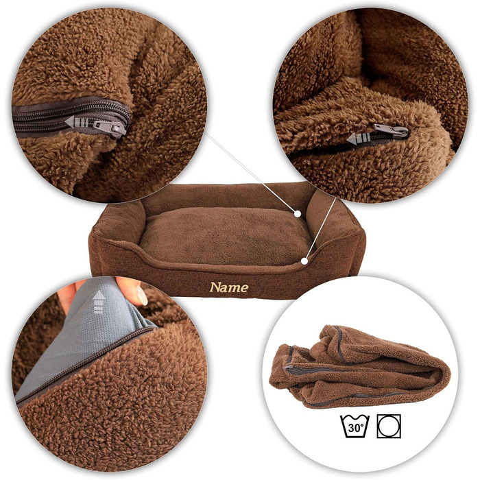 М'яке ліжко для собак Lionto знімний чохол, 110x80 см, коричневе, з антиковзким дном