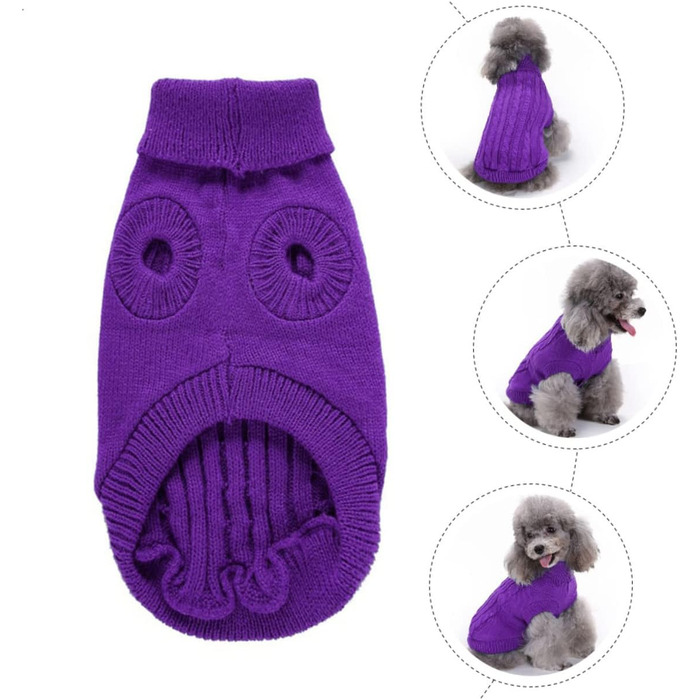 Пов'язка на голову для собак POPETPOP з акрилових волокон, фіолетового кольору, тепла, для зими, миється та повторно використовується, розмір XXXL