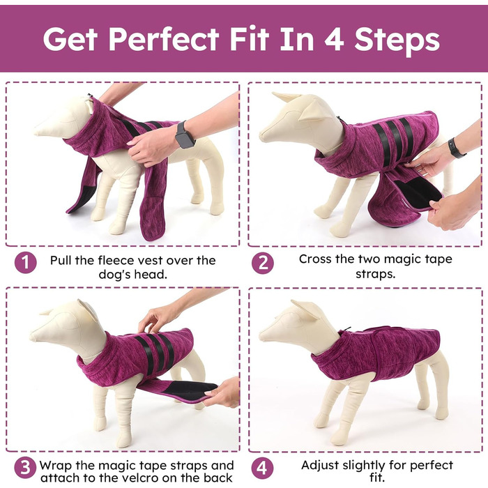 Теплий зимовий пуловер/мандель для собак Queenmore з флісу, для дрібних порід (Чихуахуа, Такса, Бульдог), колір: фіолетовий