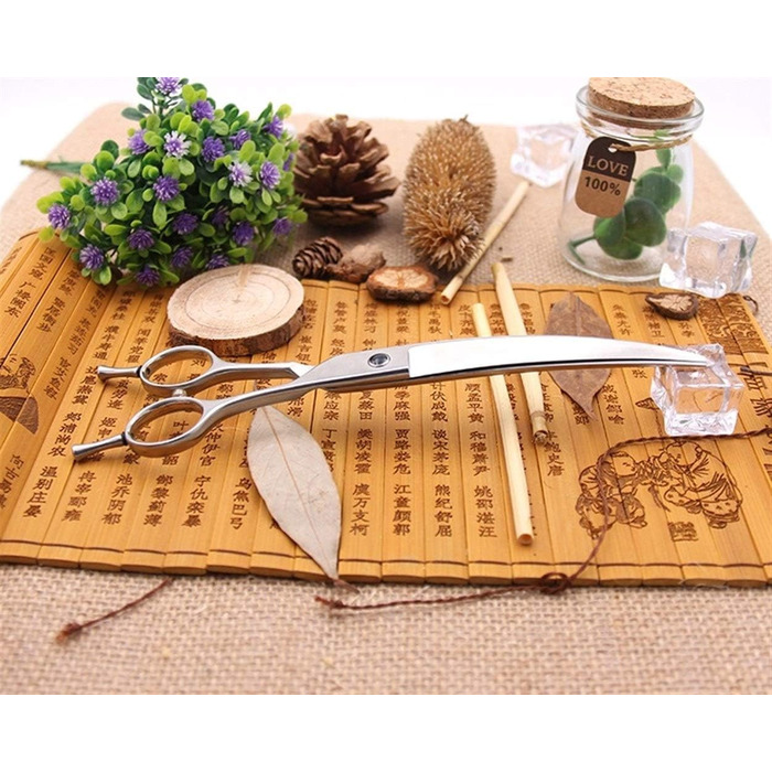 Ножиці для грумінгу тварин, фінішні інструменти, ножиці для собак, професійні ножиці для грумінгу, маленькі вигнуті ножиці, 17,8 см (розмір: червоні гвинти 19 см) (чорні гвинти 17,8 см)