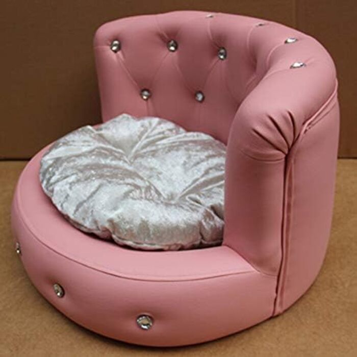 Розкішне рожеве ліжко для собак Garden Pets Princess VIP, шкіряне, для біщонів, з діамантами, миючеся, літнє, диван для домашніх тварин