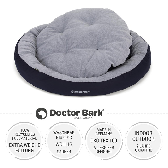 Кругле ліжко для собак середніх порід Doctor Bark GreenLabel, 60x50 см, колір кобальт