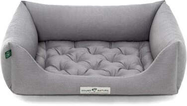 Ортопедичне ліжко для собак HOUND & NATURE Zermatt, корзина для собак середнього розміру з високим бортиком, м'яке собаче ліжко з подушкою (M - 95x70 см, світло-сірий)