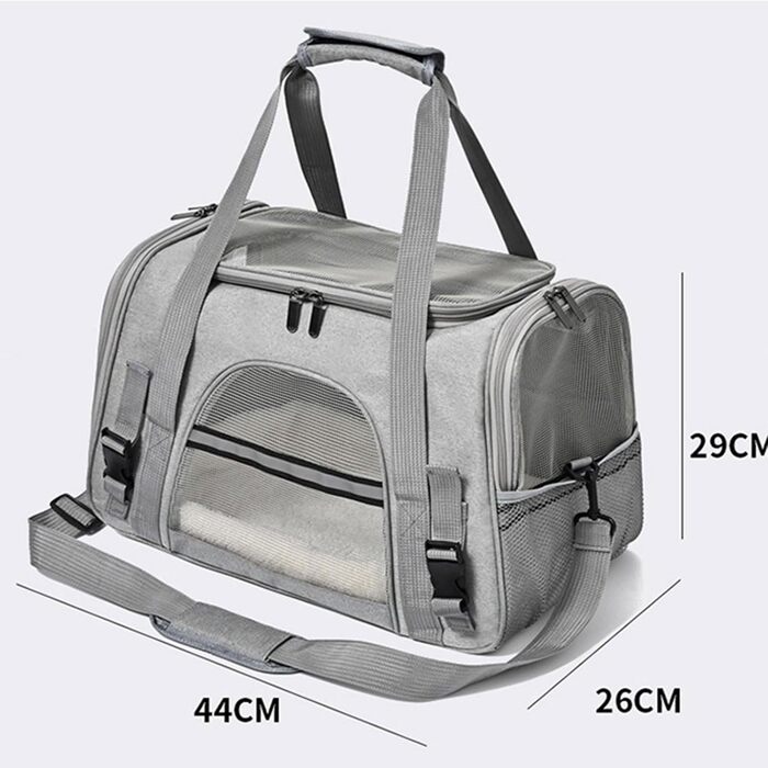 Транспортна переноска для тварин, переноска для кота, переноска для собак, підходить для маленьких собак, котів, кошенят, цуценят, зручний ремінь, регульований плечовий ремінь, для подорожей та прогулянок (Сірий)