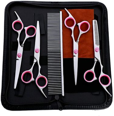 Набір професійних ножиць для грумінгу домашніх тварин 6.0 дюймів (5 шт.) з нержавіючої сталі, для стрижки та витончення шерсті, для салонів та грумерів
