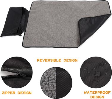 Водонепроникний килимок для тварин, килимок для кемпінгу, теплий килимок для собак та котів 100x70 см, килимок для відпочинку, килимок для подорожей, з сумкою