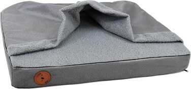 Крісло-ліжко для собак середніх порід, ортопедичний килимок для собак, м'яке ліжко для домашніх тварин з капюшоном, неслизьке, можна прати, з блискавкою (сірий, 55 x 45 x 8 см)