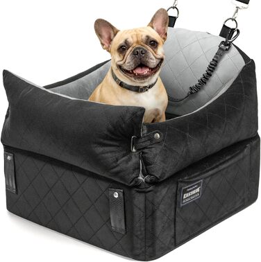 Автокрісло для собак EASTBLUE Medium: чорний/сірий, Memory Foam, з ременем безпеки, для собак до 15.9 кг