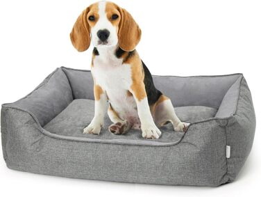 Ортопедичне собаче ліжко Lucky Sign з м'якого флюсу, 90x65x21 см, сірий колір. Знімне покриття, для великих та маленьких собак.