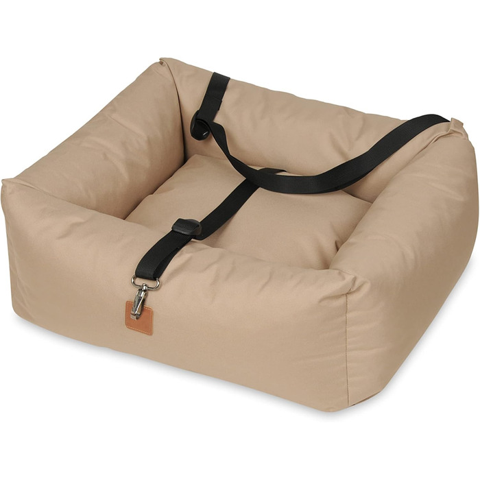 Автокрісло для собак NYVIPet Julian, 56x51 см, Cappuccino - водовідштовхувальне, з повідком та кріпленням для авторемня. Підходить для маленьких собак. Найкращий комфорт, Oeko-TEX® сертифікат