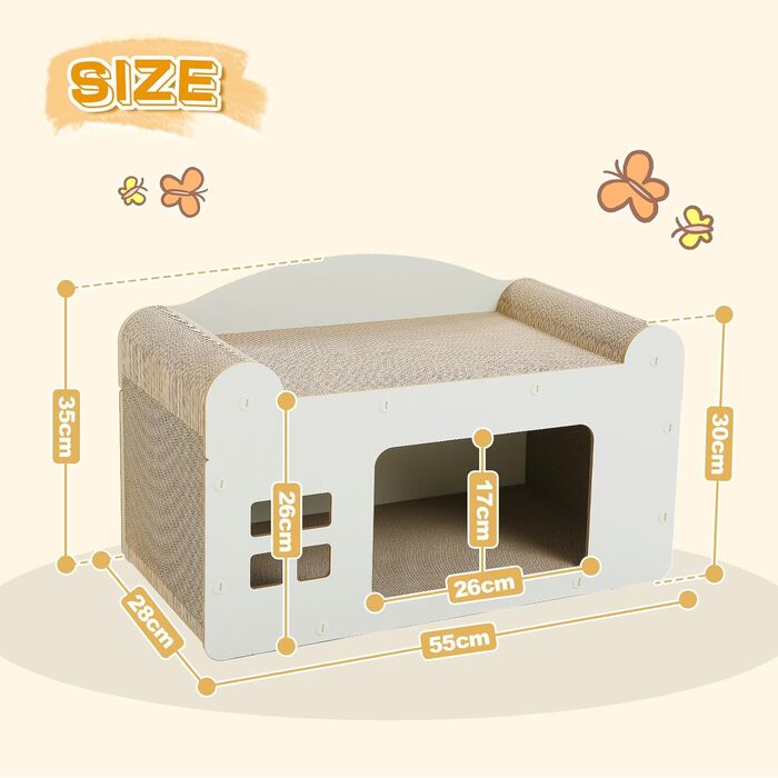 PAWZ Road: іграшка-будиночок для котів з когтеточкою, з картону, 55 x 27,5 x 35 см, білий