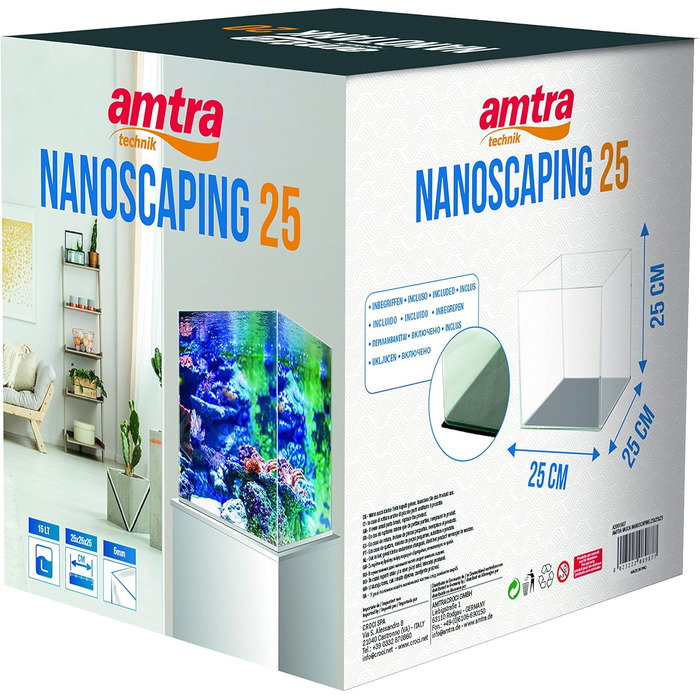 Amtra Nanoscaping Акваріум 30 л, ультрапрозоре скло, 35x28x30 см, з амортизуючим килимком, для золотих рибок і водних черепах