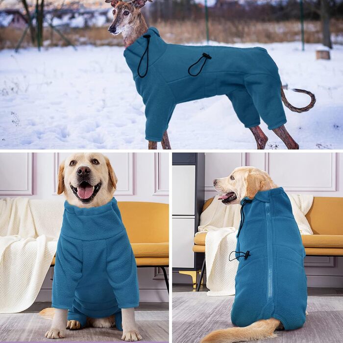 Зимовий одяг для собак: теплий флісовий пуловер для малих, середніх та великих собак. Вітростійкий одяг для тварин з блискавкою. Підійде для Чихуахуа (XXS-3XL). XL, блакитний